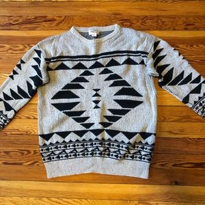 Vintage-Inspired Geometric Tan Sweater